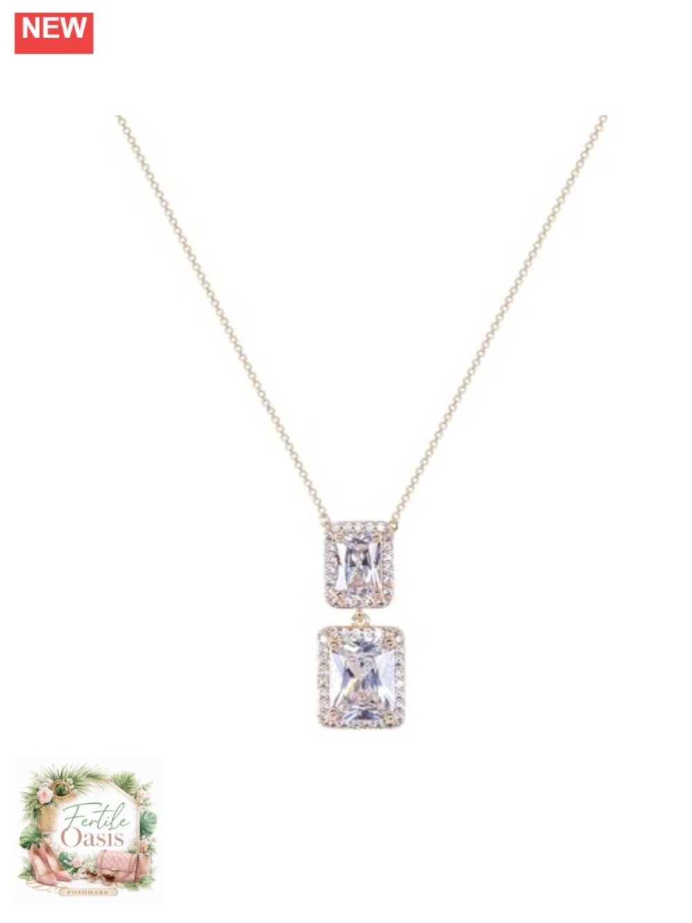 S925 Sterling Silver 18k Gold Plated Pendant Necklace with Cubic Zirconia